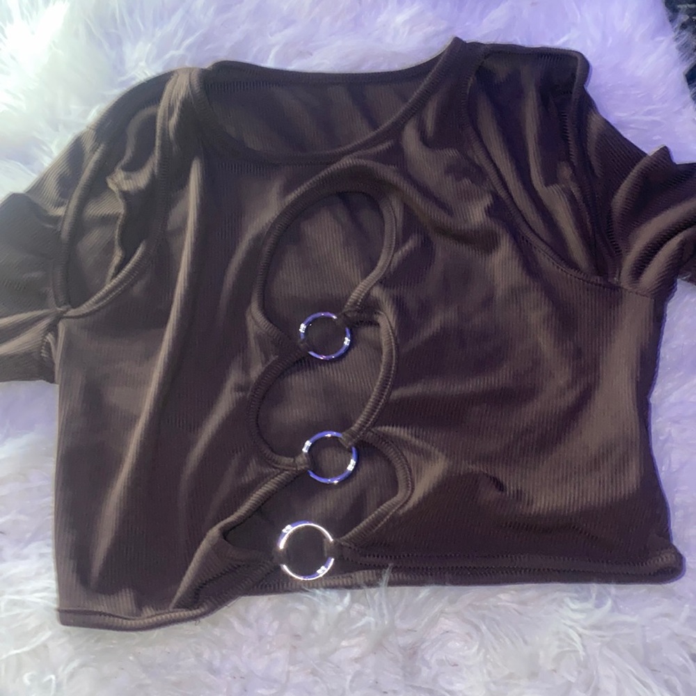 Brown Chain Linked Shein Cropped Top